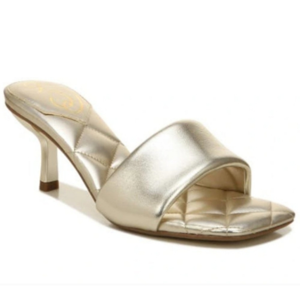 Sam Edelman Metallic Gold Quilted Slide Sandal